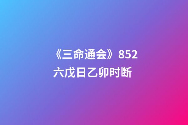 《三命通会》8.52 六戊日乙卯时断